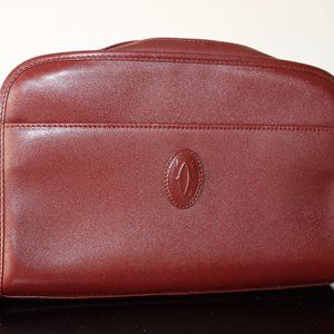 Must De Cartier Authentic Vintage Pouch Bag Smooth Burgundy